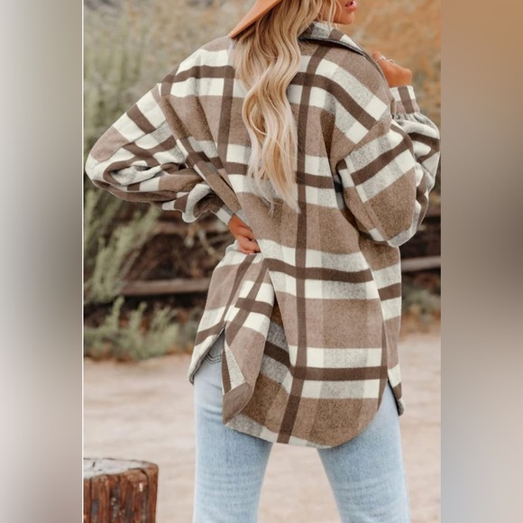 Brown Plaid Shacket - Picture 2 of 5
